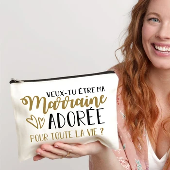 האם אתה רוצה להיות שלי האהוב הסנדקית בקשה קוסמטי מקרה הסנדקית איפור שקיות נסיעות לשטוף אחסון פאוץ מתנות הסנדקית