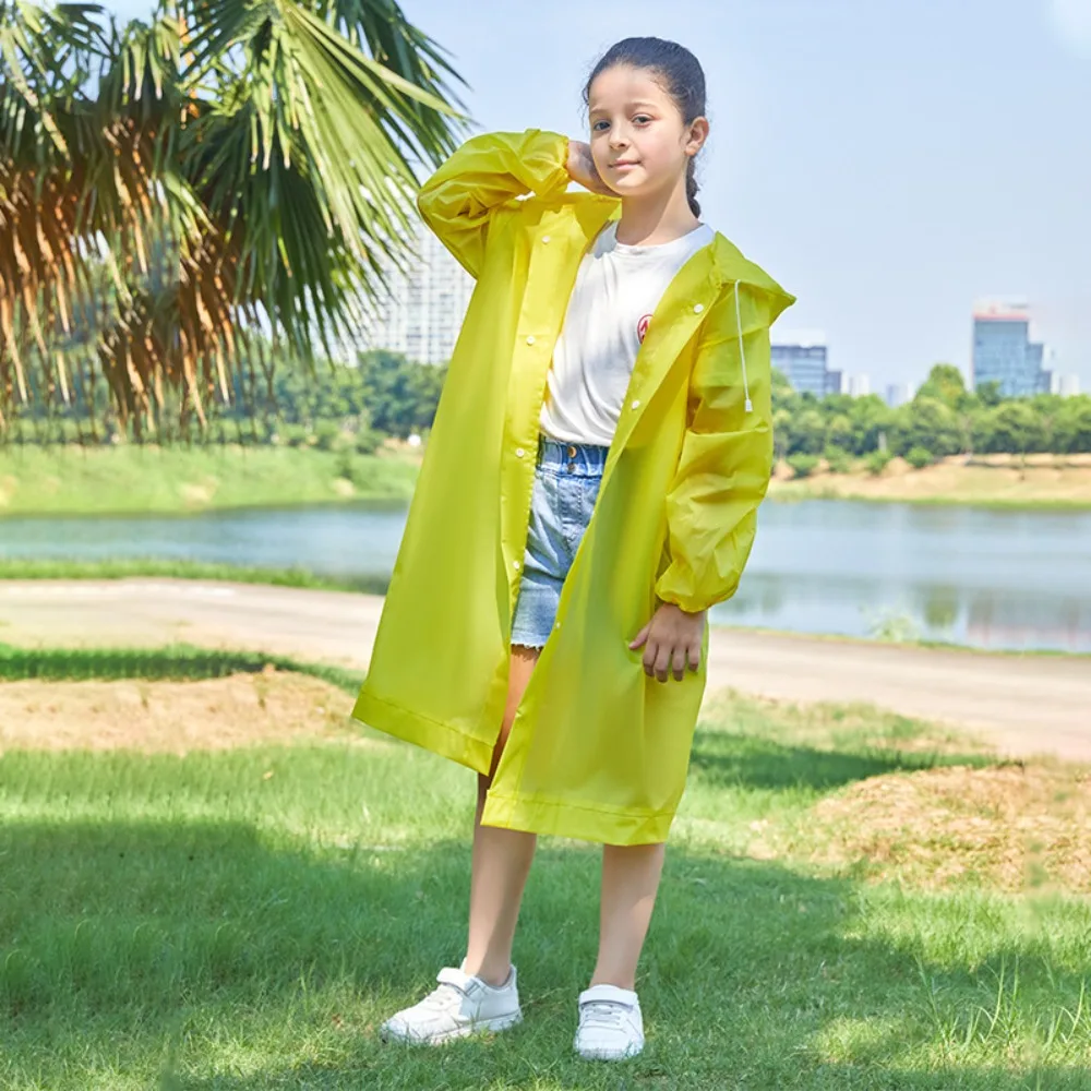 Solid Color Kids Raincoat Outdoor Waterproof Children Rain Poncho EVA Hoodie Rainwear Student Rain Coat Folding Kids Rain Coat