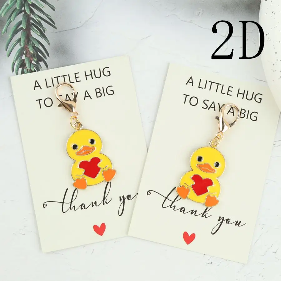 1pc/2pcs Cute Little Yellow Duck Keychain, Includes a Thank-You Card, Perfect for Birthdays and Parties as a Small Gift.