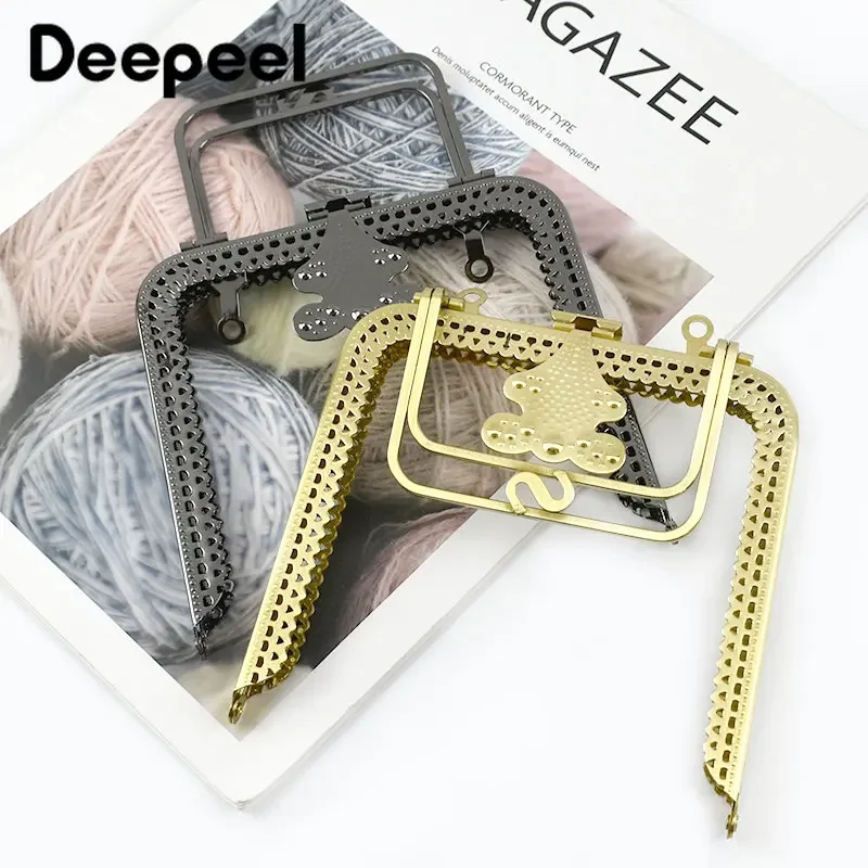 1Pc Deepeel 12*13cm Metal Bags Handle Bag Sewing Brackets Purse Frame Handles Handbag  Kiss Clasps Wallet Hardware Accessories