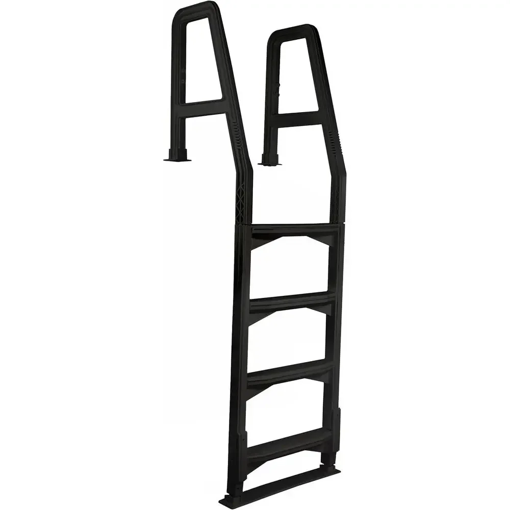 Sturdy Black Pool Ladder with Squared Grips, Holds 300 lbs, Simple Installation