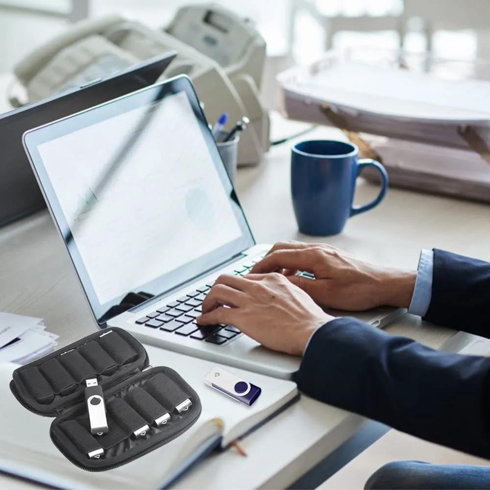 Borsa portaoggetti portatile per unità flash USB e scudi a U, custodia protettiva nera di grande capacità per unità flash USB.