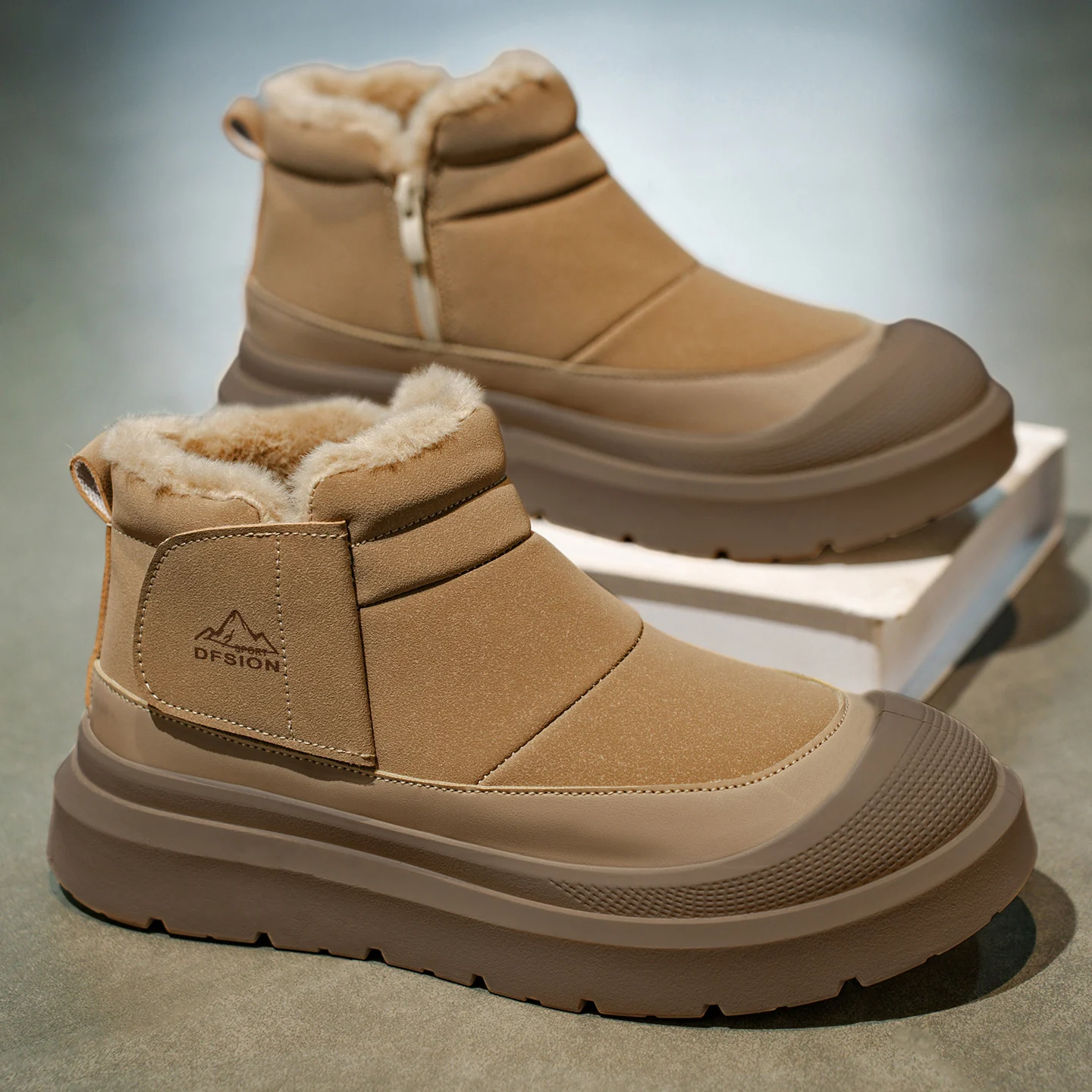 

Men's Outdoor Warm Fleece Snow Boots, Casual and Versatile Thick-soled Anti-slip Unique Design Cotton Shoes