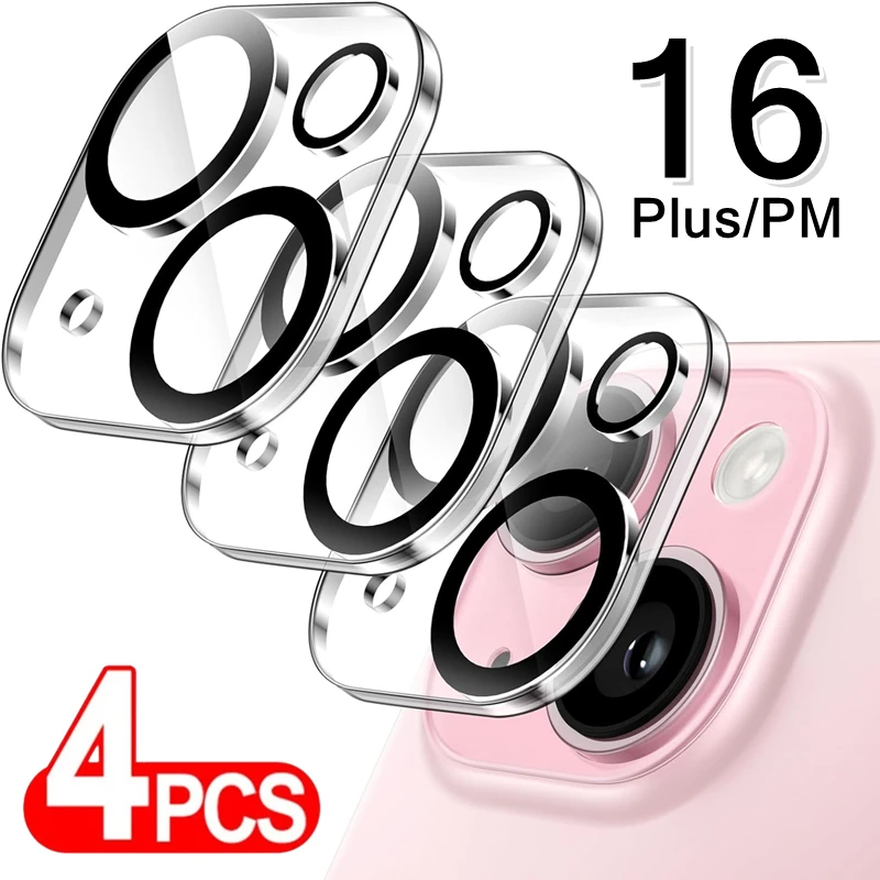 4Pack For iPhone 16 15 14 13 Pro Max Plus 16PM Lens Film Camera Protective Tempered Glass For iPhone16 ProMax 16P iPhone15 15PM