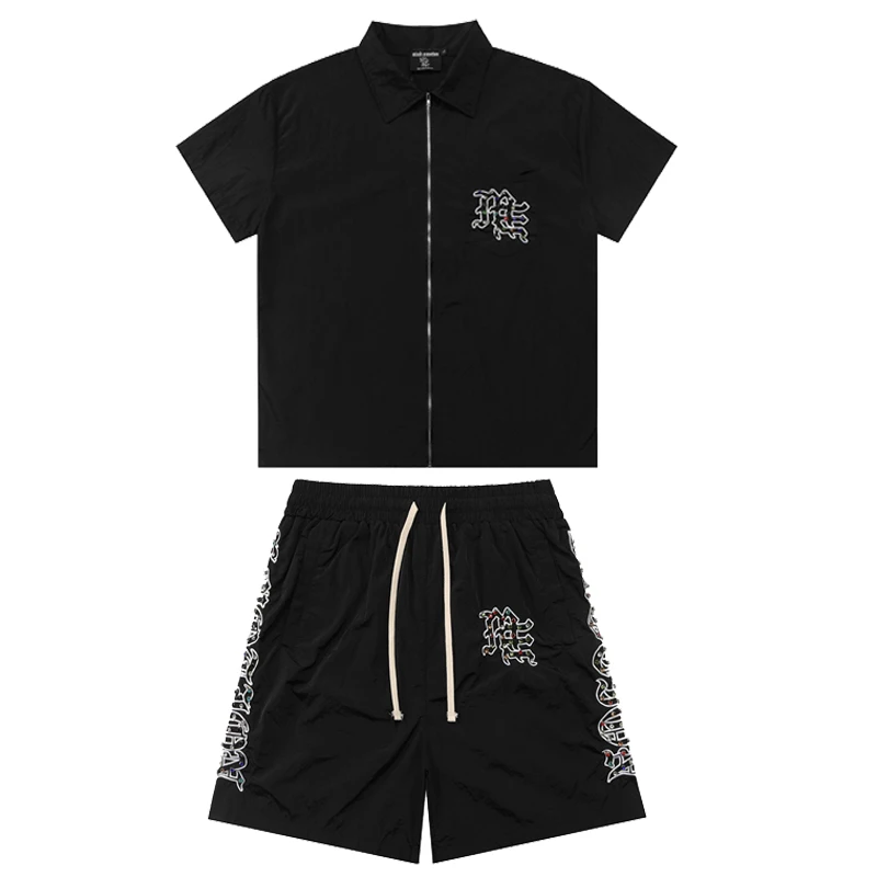 

Американская горячая дрель, индивидуальный комплект с вышивкой, смешанная ЭМОЦИЯ, оригинальная бирка, застежка-молния с короткими рукавами, смешанные футболки с эмоциями