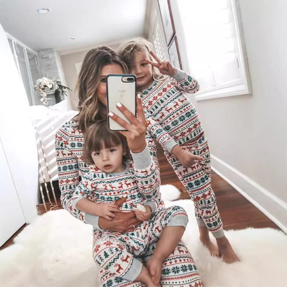 New Year Family Christmas Pajamas Set Mother Dad Baby Kids Homewear Family Matching Outfits Comfortable Sleepwear