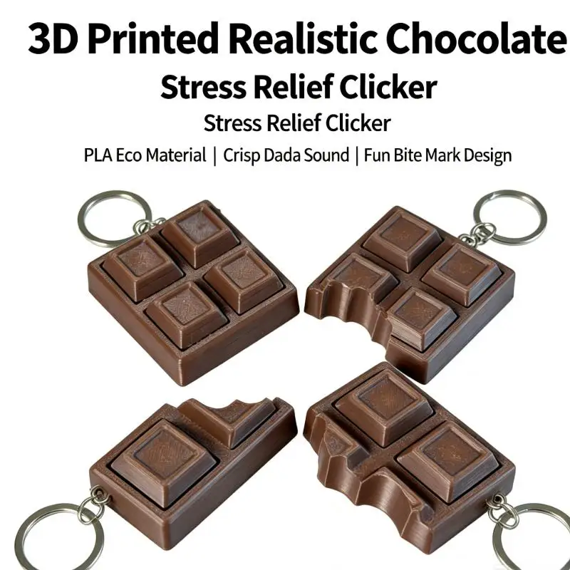 New 3D Chocolate Keyboard Fidget Keychain Decompression Finger Clicker Stress Relief