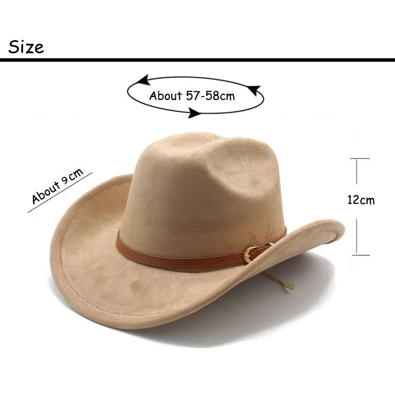 Men's Western Cowboy Hat Cotton-Polyester Blend Suede Brim Seasonal 57-58cm with Curved Brim