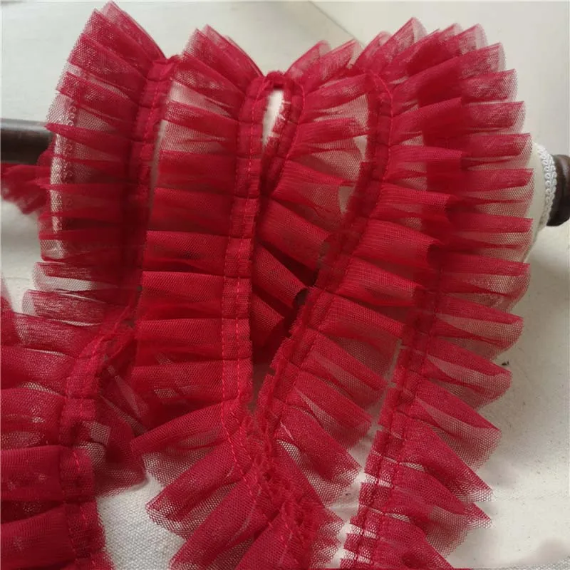 30Yds Clothes Sewing Two Layers Fabric Knitted Diy Costume Dress Craft Decorative Ruffled Pleated Textile Tulle Lace Trimming