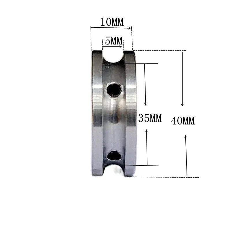 R2.5 OD 40mm Silver Aluminum Alloy Single Groove 5MM 6MM 8MM 10MM Fixed Bore Pulley for Motor Shaft 5MM PU Round Belts