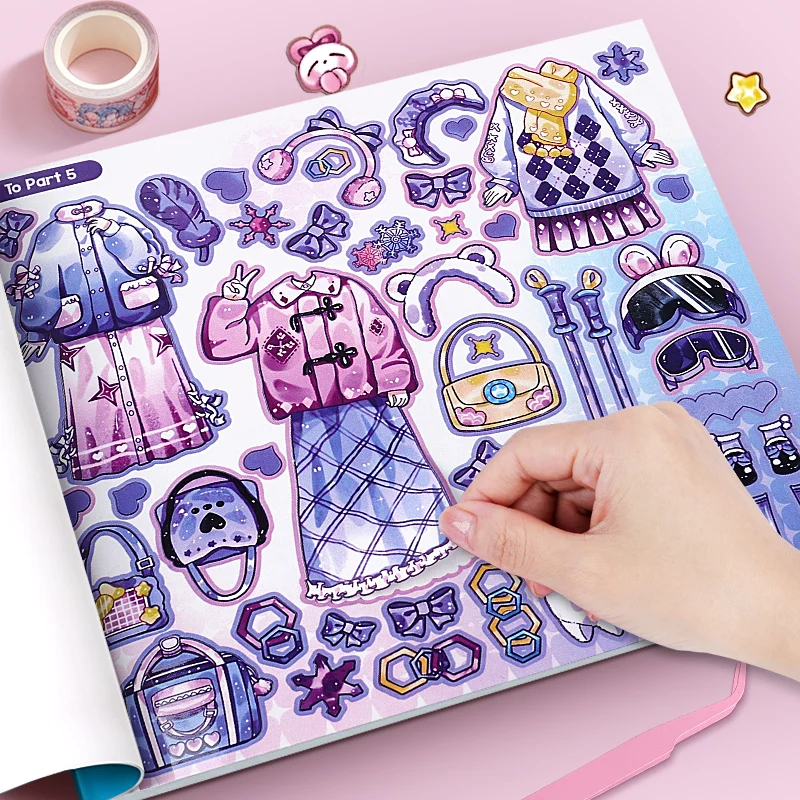 

Anime Princess Dress-Up Sticker Book for Girls Ages 4-8 - Fashion Design Activity Book with Outfits, Hairstyles & Accessories