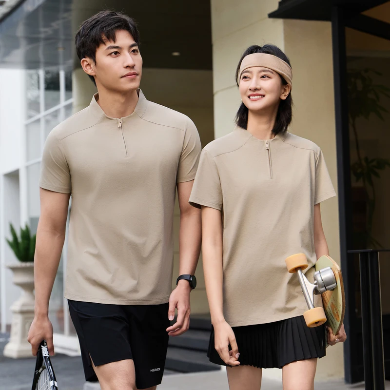 Hot Sale Men Summer Casual Breathable Comfortable Polo Shirt Men Woman Solid Color Half Zipper High Quality Short Sleeve T Shirt