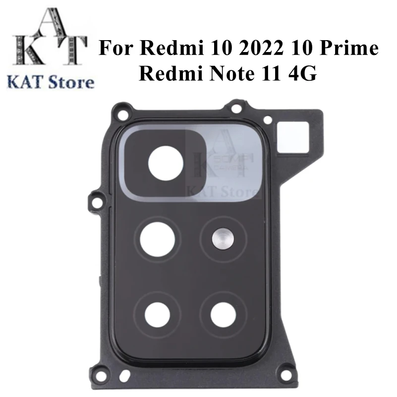 KAT For Redmi 10 Prime 2022 Note 11 4G Rear Camera Frame Cover Glass Back Lens Smartphone Replacement Parts
