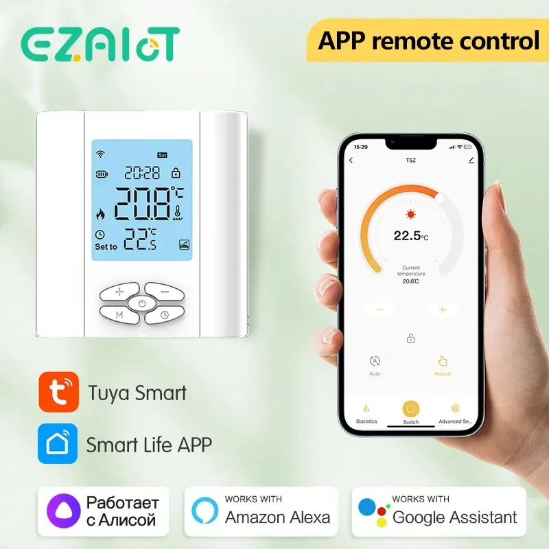 Tuya Zigbee Thermostat Smart Battery Powered Temperature Wireless Controller for Gas Boiler and Actuator Voice Alexa,Google Home