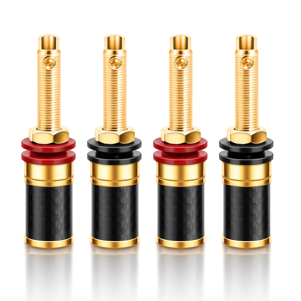 HIFI 4Pcs Gold Plated Copper Speaker Binding Post Female Banana Jack Connector HIFI Audio AMP Banana Plug  Socket  Terminal