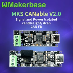 Makerbase CANable 2.0 USB to CAN 어댑터 분석기, CANFD slcan SocketCAN 캔들라이트 클리퍼