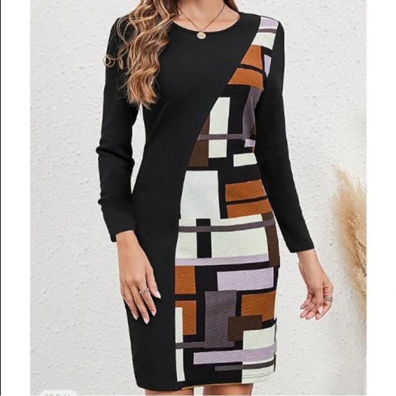 Vrouwen Slanke Vintage Befree Jurk Sexy Lente Winter Volledige Lange Mouw Gedrukt Boho Casual Holiday Party Elegante Midi Jurken