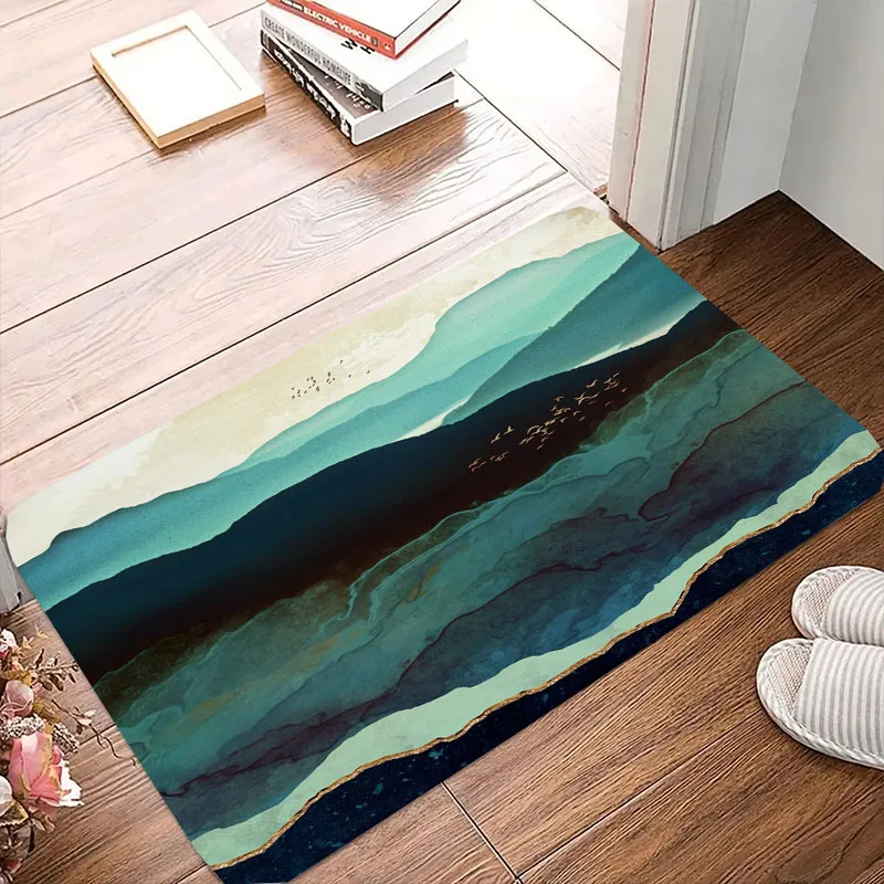 Oil Painting House Door Bath Mats Corridor Floor Entrance Front Door Mat Indoor kitchen Carpets River Landscape Rug decoration