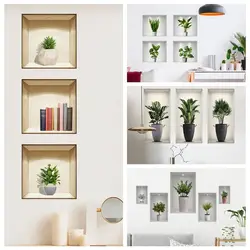 Creative Plants Potted Wall Stickers Greenery Bonsai 3D Decal Livingroom Bedroom Home Decoration DIY Mural Art DIY