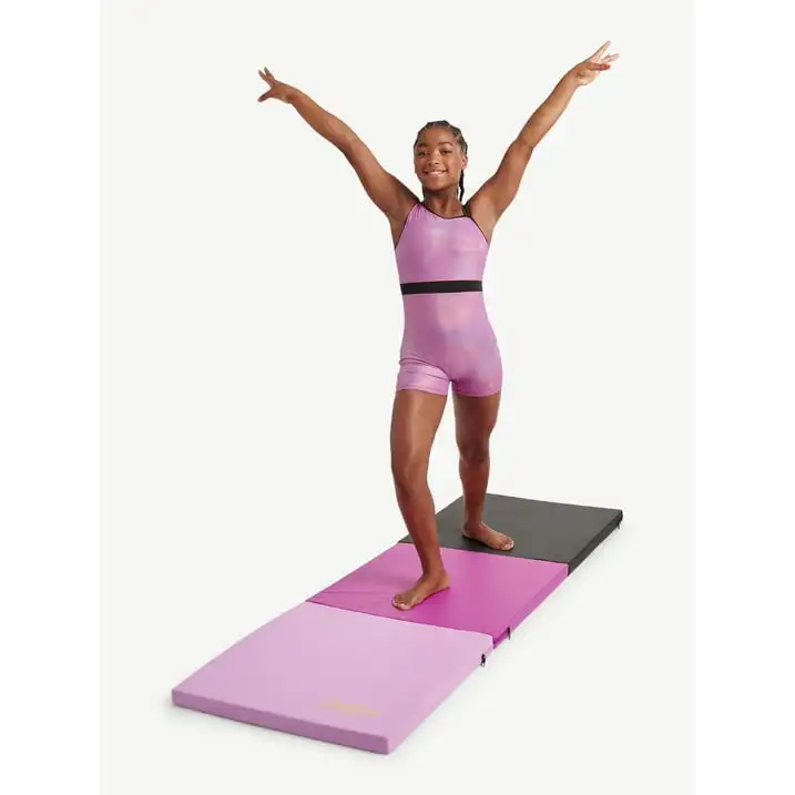 

Three Folding Gymnastics Mat with Carry Handles, Multi Color, Pink