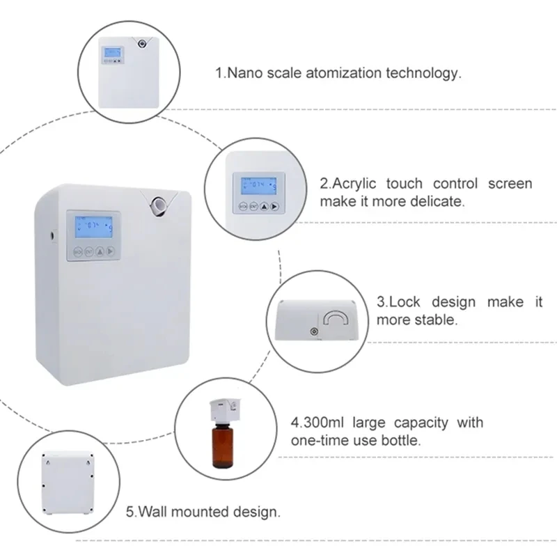 Difusor de aroma sem água com controle Wi-Fi, difusor de óleo essencial, função temporizador, dispositivo de fragrância aromática para casa e hotel, 500ml