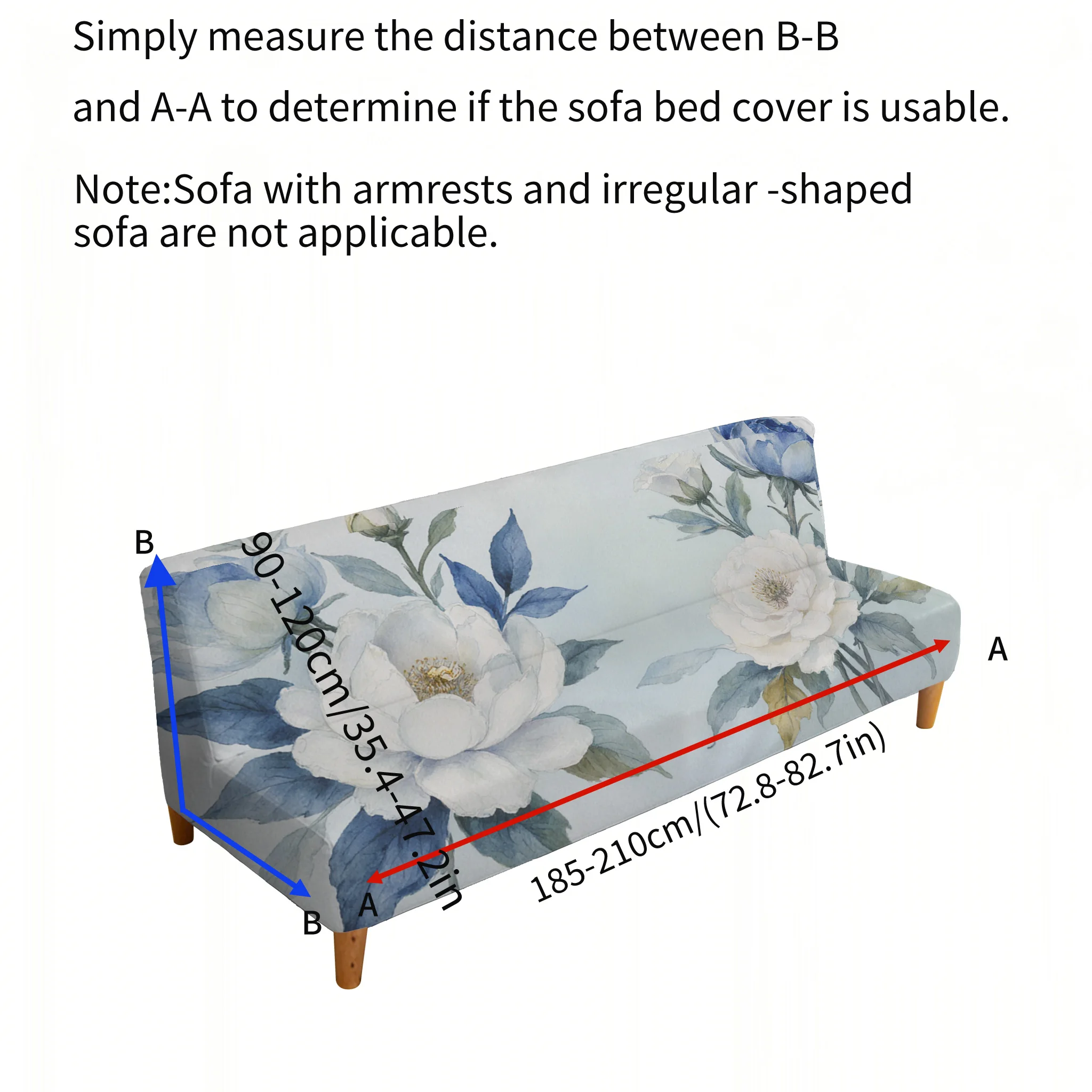 Ink white peony printing elastic sofa bed cover, living room sofa bed cover, dustproof machine washable sofa bed cover