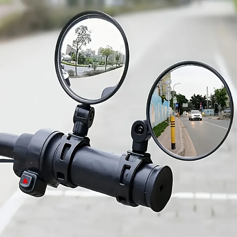 2-Pack Adjustable Rotating Bicycle Rearview Mirrors with Wide-Angle Convex Lenses for Mountain Bikes
