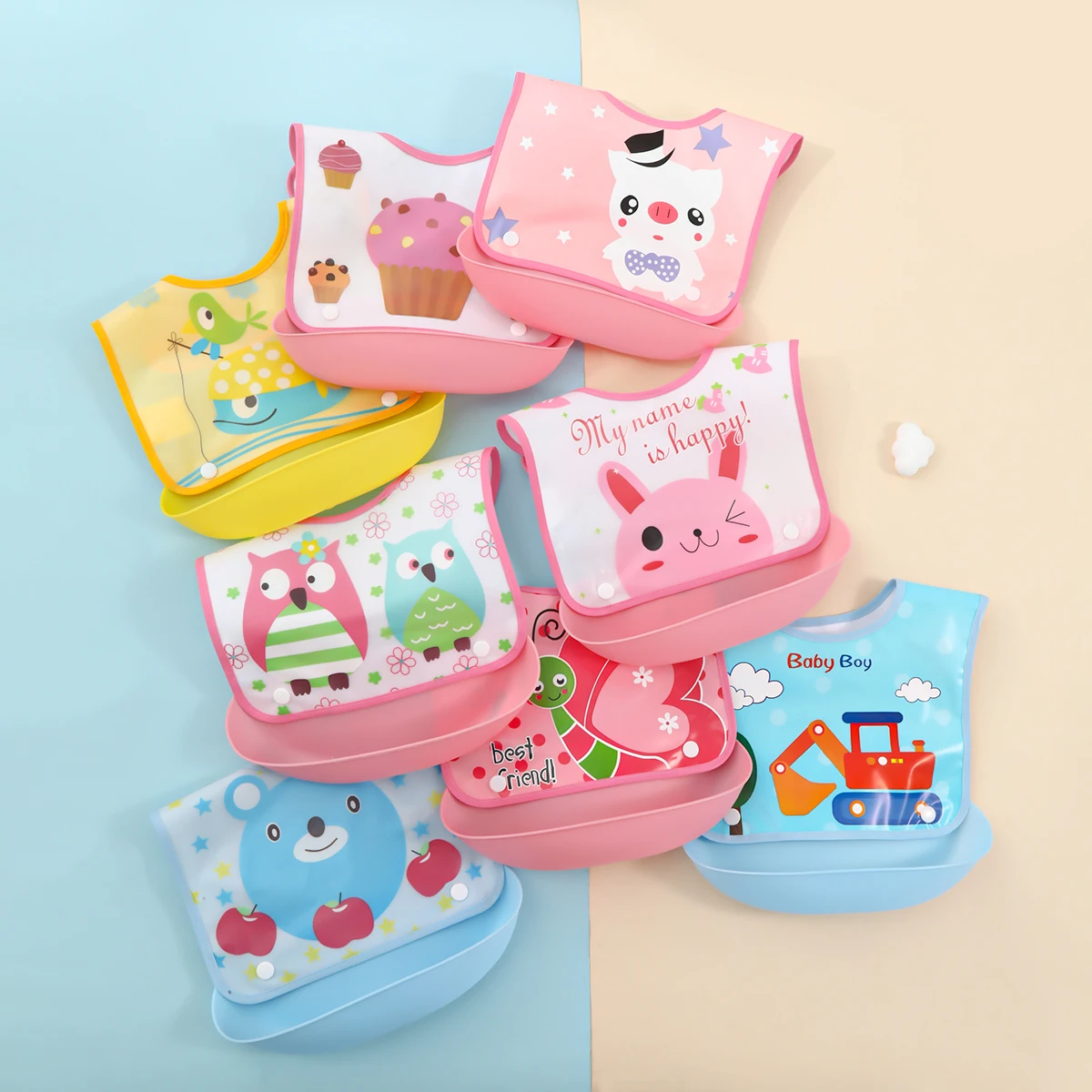 1pcs-baby bib waterproof rice pocket baby bib eating saliva pocket saliva towel three-dimensional imitation silicone