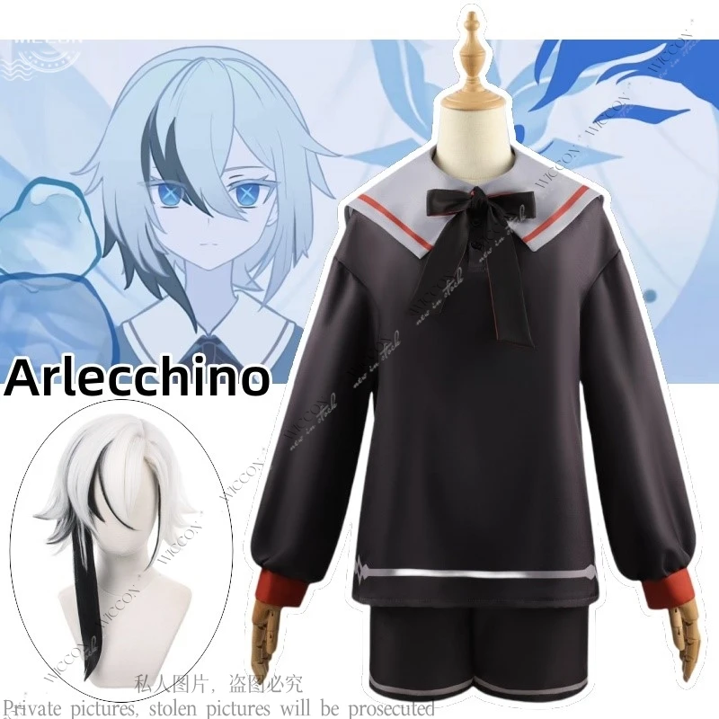 

Arlecchino Genshin Impact The Knave Peruere Cosplay Costume Wig Childhood Short Young Uniform Eleven Fatui Harbingers Woman