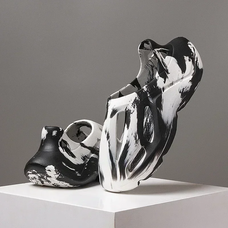 여름 남녀 슬리퍼 카모플라쥬 플랫폼 야외 크록스 신발 비치 샌들 남성용 소프트 EVA 실내 홈 슬라이드 커플 플립플랍