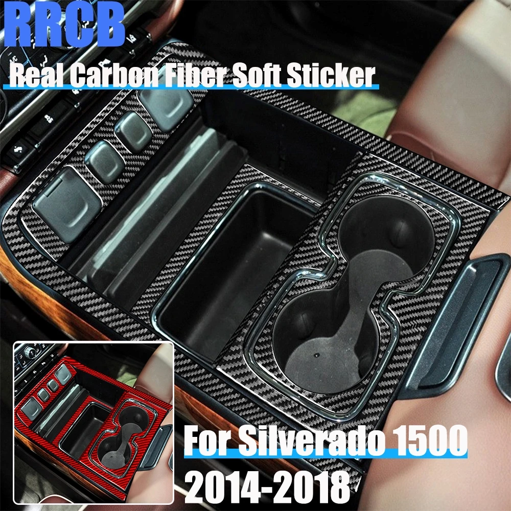 

Автомобильные аксессуары из углеродного волокна, набор центральной консоли, мягкая наклейка на чехол для Chevrolet Silverado 1500 для GMC Sierra 1500 2014-2018