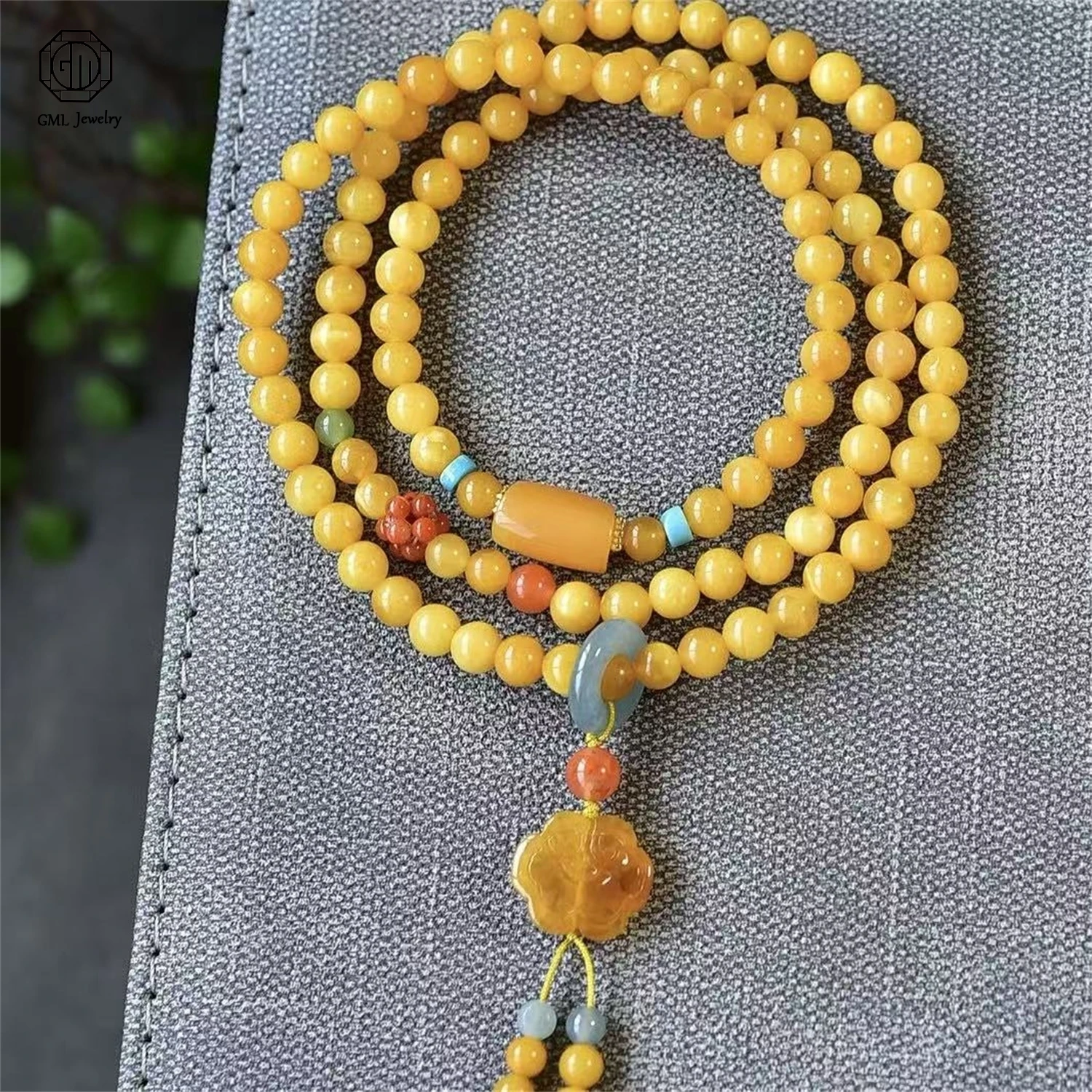 Natural Old Amber Full Honey Thick Wax Three Strand Bracelet Butter Yellow Vintage Gemstone Exquisite Beauty Jewelry Gift