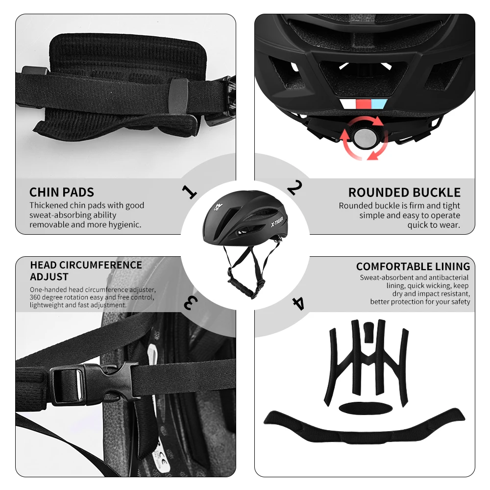 X-TIGER Capacete de ciclismo Capacete de mountain bike integrado com óculos à prova de vento Ciclismo Esportes Capacete de proteção Capacete de segurança