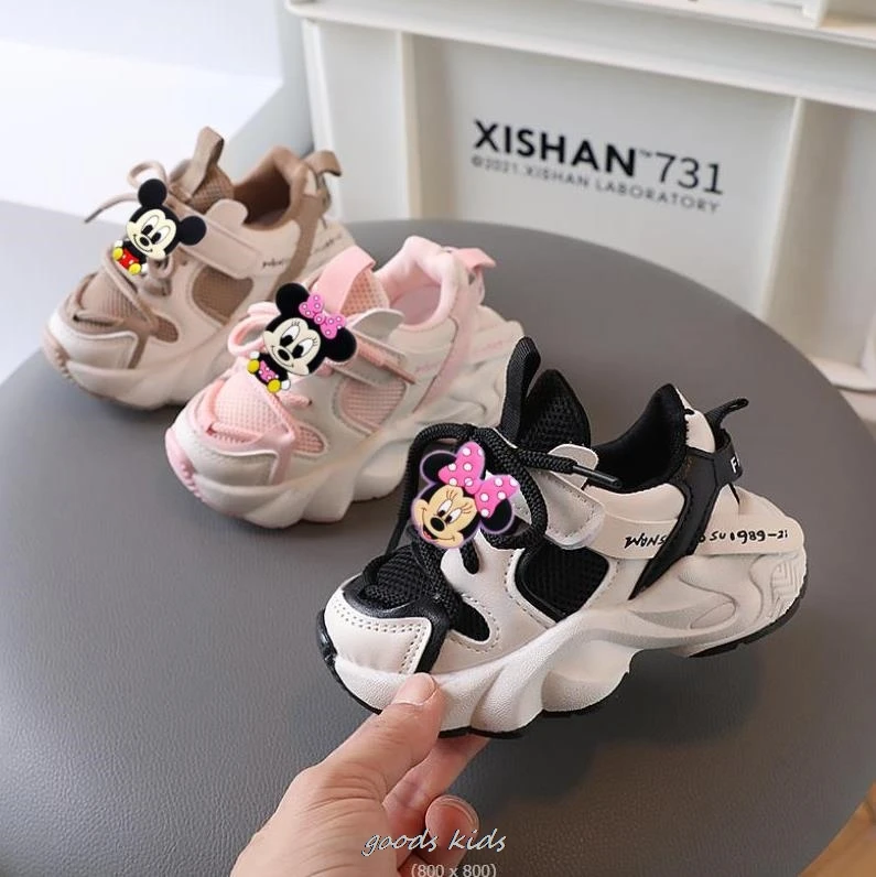 Buty Unisex buty Mickey Minnie dziecięce świetlne tenisówki białe dziewczynki chłopcy oddychający buty dla małego dziecka dzieci moda wszechstronna