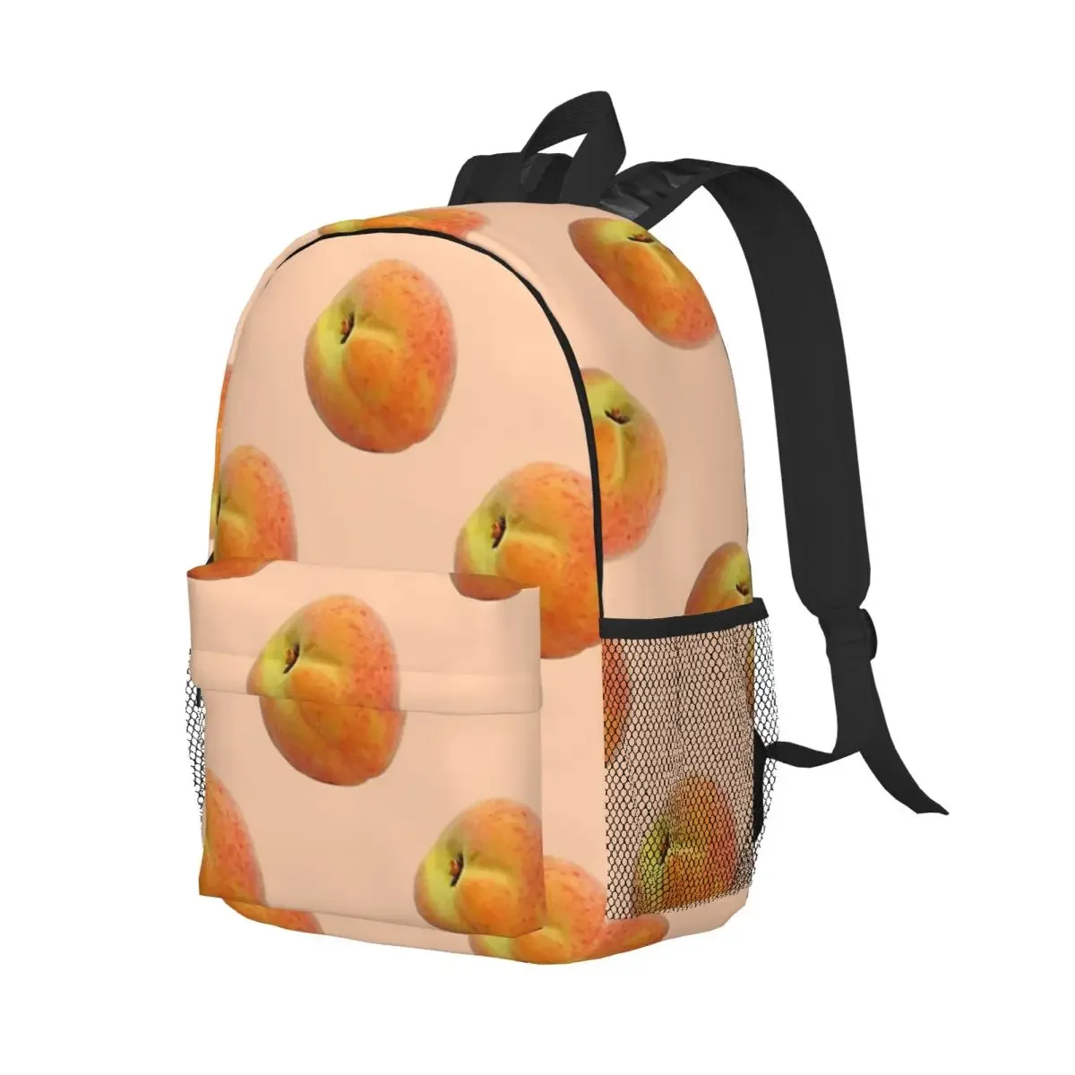 Sac à dos à motif répétitif de pêches réelles, cartable décontracté pour adolescent, sacs d'école pour étudiants, sac à dos pour ordinateur portable, sac initié, grande capacité