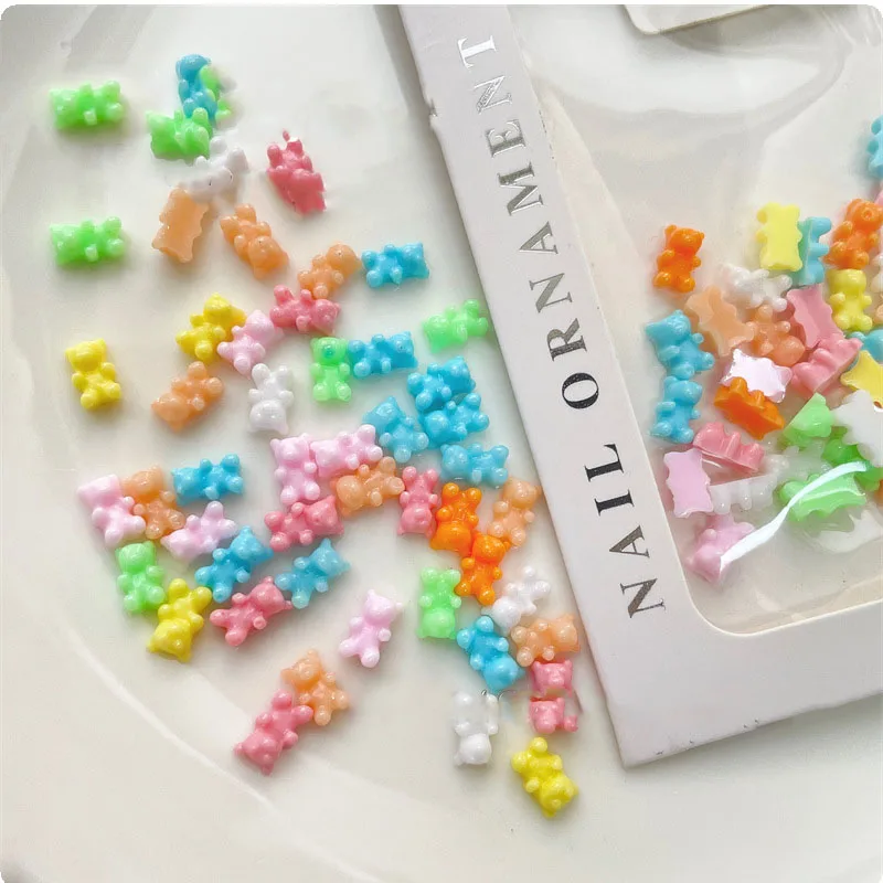 Mixed Jelly Nail Charms Bow Bow-Knot Bears Heart Rhinstones for Nails  3d Nail Kawaii Parts Ribbon Accessories