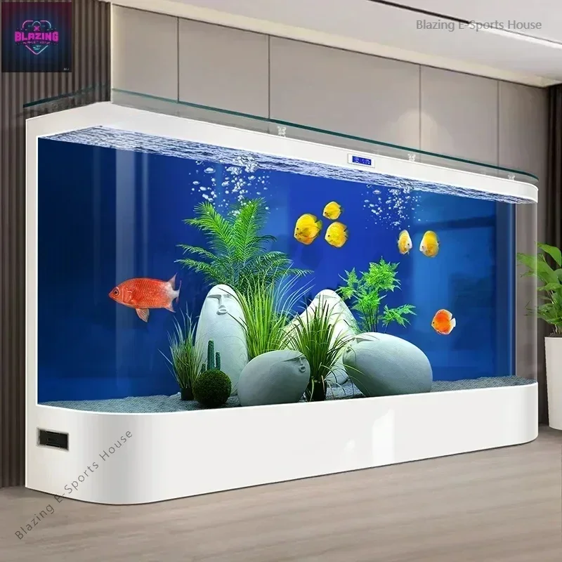 Modern Living Room Aquariums Nordic Circular Arc Fishbowl Viewing in Glass Filtered Water Fashion Home & Garden Аквариум FYFT