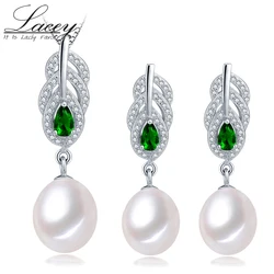 Nice Freshwater Pearl Jewelry Sets,925 Sterling Silver chain Necklace earrings jewelry sets real pearls