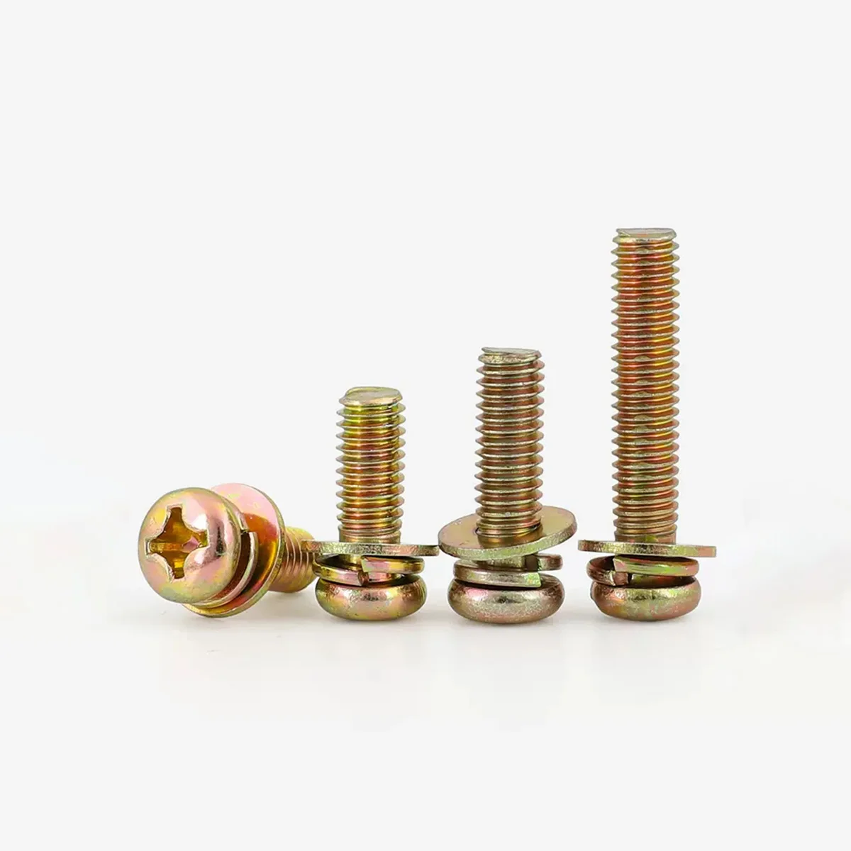 Carbon Steel Color Galvanized Cross Round Head Flat Spring Washer Three Combination Screws M3M4M5M6M8