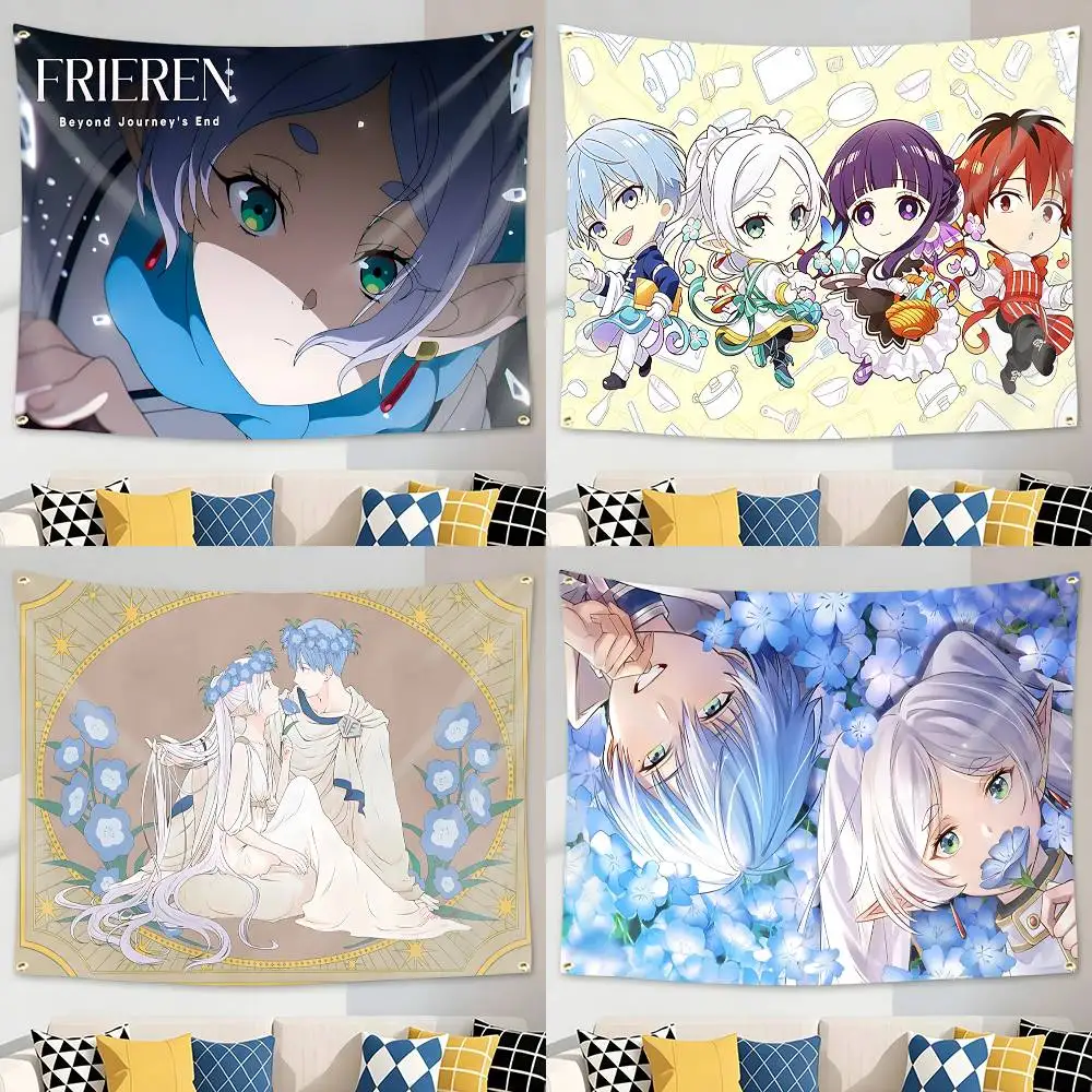 F-Frieren Anime Official Merchandise  Flag Tapestry Banner for Bedroom Living Room Outdoor Camping Custom Supported