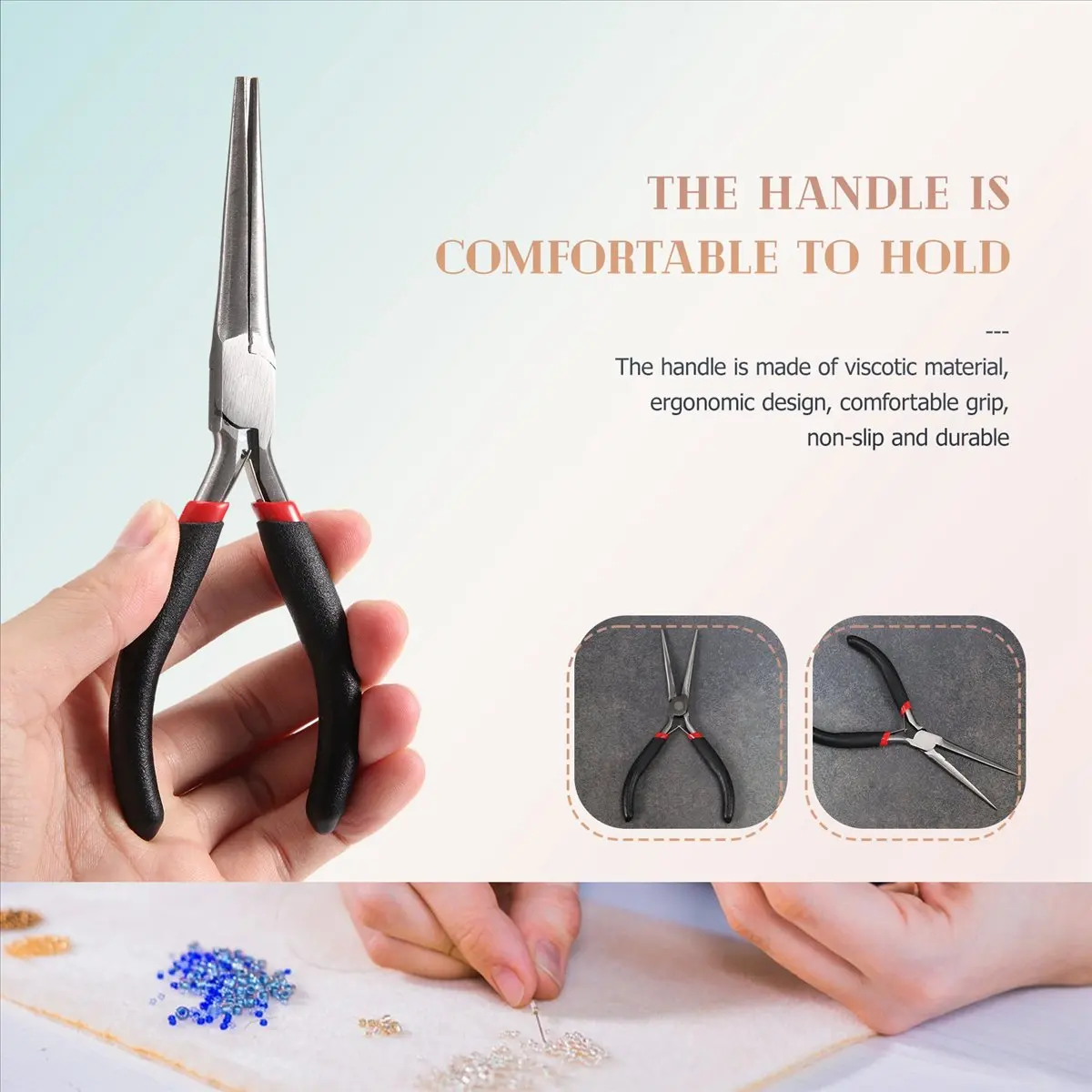 4.5inch A56K Flat Gift Long Nose Tapered Pliers Beading Jewelry Tool 15cm
