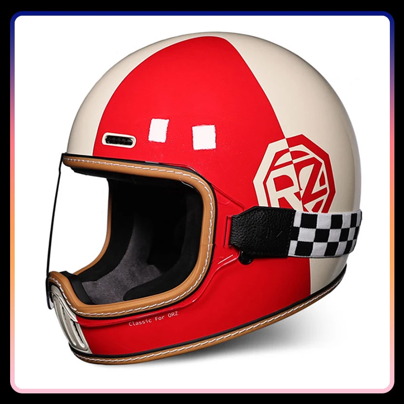 

Retro Vintage Motorcycle Full Face Helmet ABS Shell Safety Cap DOT Approved Motocross Racing Moto Full Helmets Casco