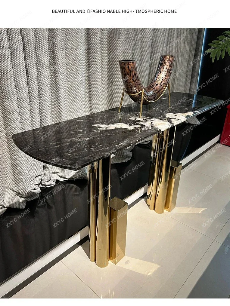 AAItalian Home Marble Door Cabinet Stainless Steel Foyer Against The Wall Villa Living Room Locker