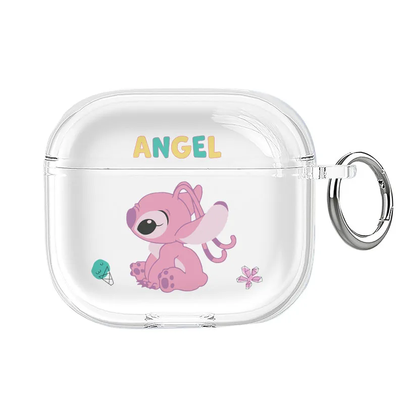 투명 스티치 에어팟 4 헤드폰 커버, 에어팟 프로2 프로 3 2 1용 만화 캐릭터 이어폰 케이스, 후크 포함 보호 커버