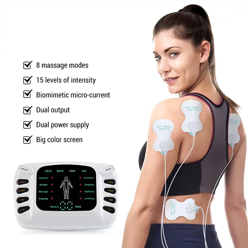 Electrical Muscle Stimulator English Button Therapy Massage TENS Electronic Massager  Physiotherapy TENS Machine