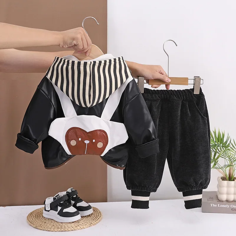 

New Winter Baby Girls Clothes Suit Children Boys Jacket Hoodies Pants 3Pcs/Sets Kids Clothing Infant Costume Toddler Tracksuits