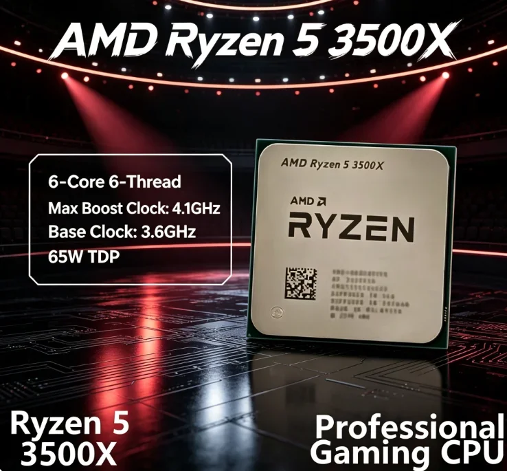 Special AMD R5 3500X Tray 6 Core 6 Thread Boost 4.1GHz 32MB L3 AM4 Pair with RX GPU Better Gaming