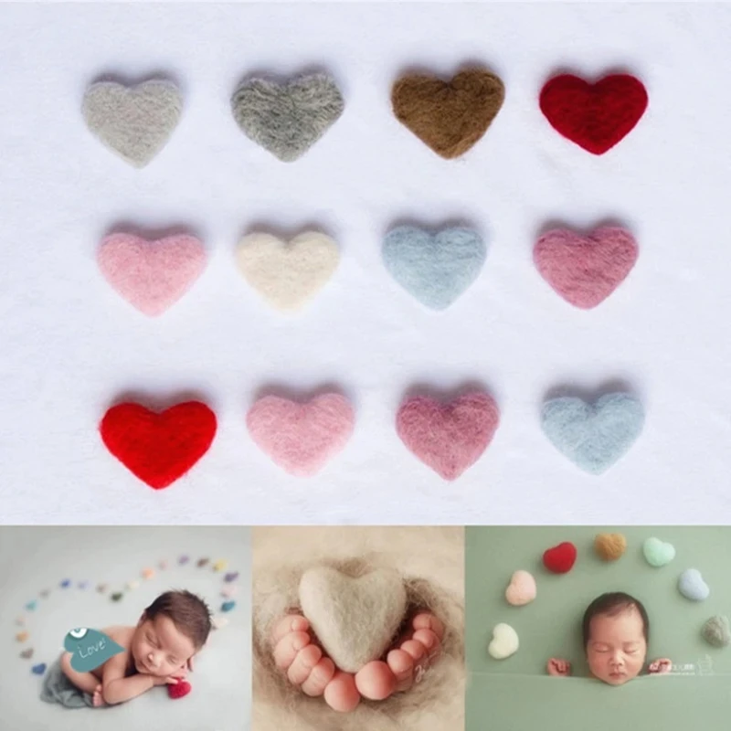 

Newborn Felt Love Photography Props Baby Posing Wool Peach Heart Photo Props Boys Girls Studio Background Decoration Accessories