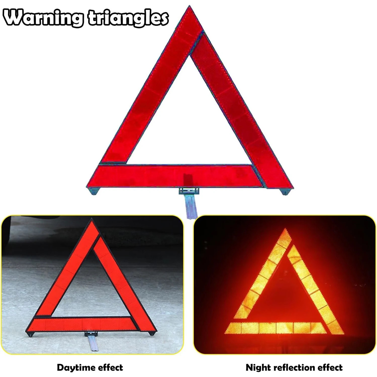 Car Reflective Emergency Triangle Red Foldable Breakdown Stop Warning Sign Universal