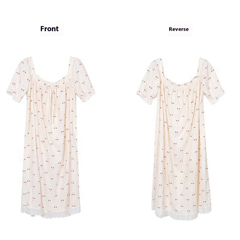 Sexy Nightwear Women Dress Short Sleeve Lace Lace Girl Nightgown Floral Loungewear School Sleepwear Night Sexs Dress Princess